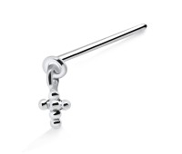 Ball Cross Shaped Silver Straight Nose Stud NSKA-550